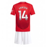 Camisa de Futebol Manchester United Christian Eriksen #14 Equipamento Principal Infantil 2024-25 Manga Curta (+ Calças curtas)